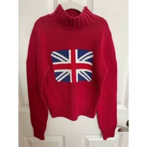 Vintage One Step Up Knitwear Kids United Kingdom UK Red Sweater Cotton - Small
